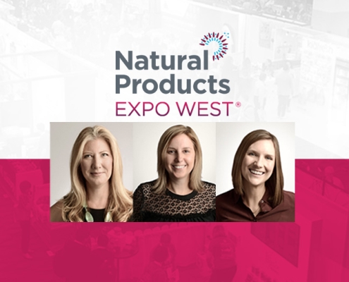 Natural Products Expo West logo with pictures of Sherri Prince, Chris Faldetta and Erin King below it