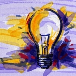 watercolor painting of a lightbulb