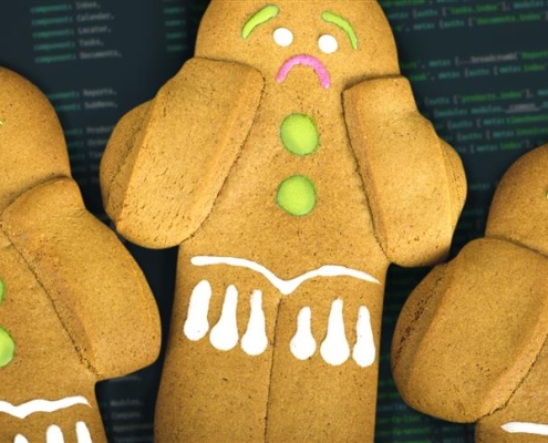 A picture of sad-looking gingerbread man cookies