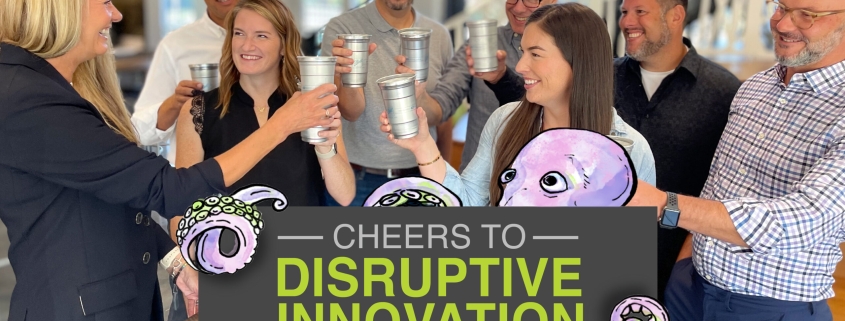 Group of Seed team members cheering with the disruptive innovation, the Ball Aluminum Cup